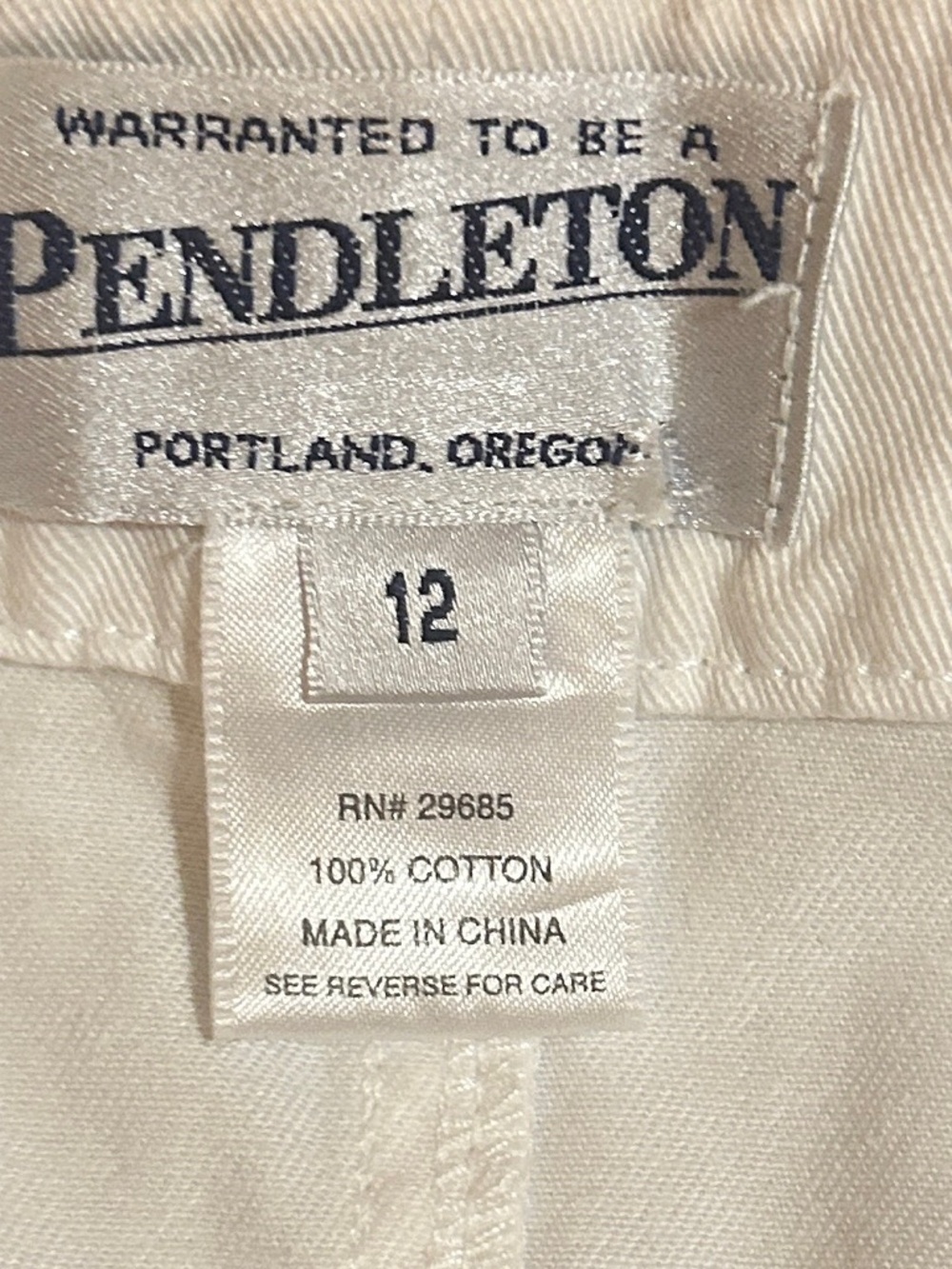 Pendleton Vtg White Cotton Denim Skirt Size 12 Straight Pencil Classic Preppy - Picture 4 of 4
